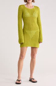 Abound Crochet Long Sleeve Cover-Up Dress