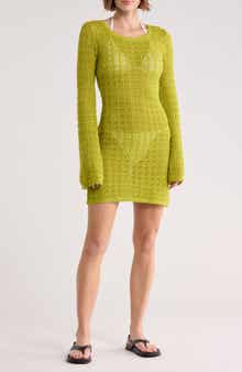 Abound Crochet Long Sleeve Cover-Up Dress