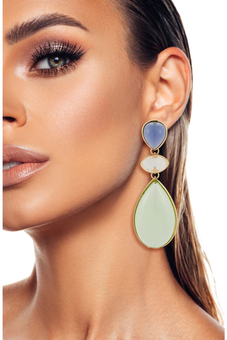 Mixed CZ Drop Earrings, Alternate, color, GOLD MULTI
