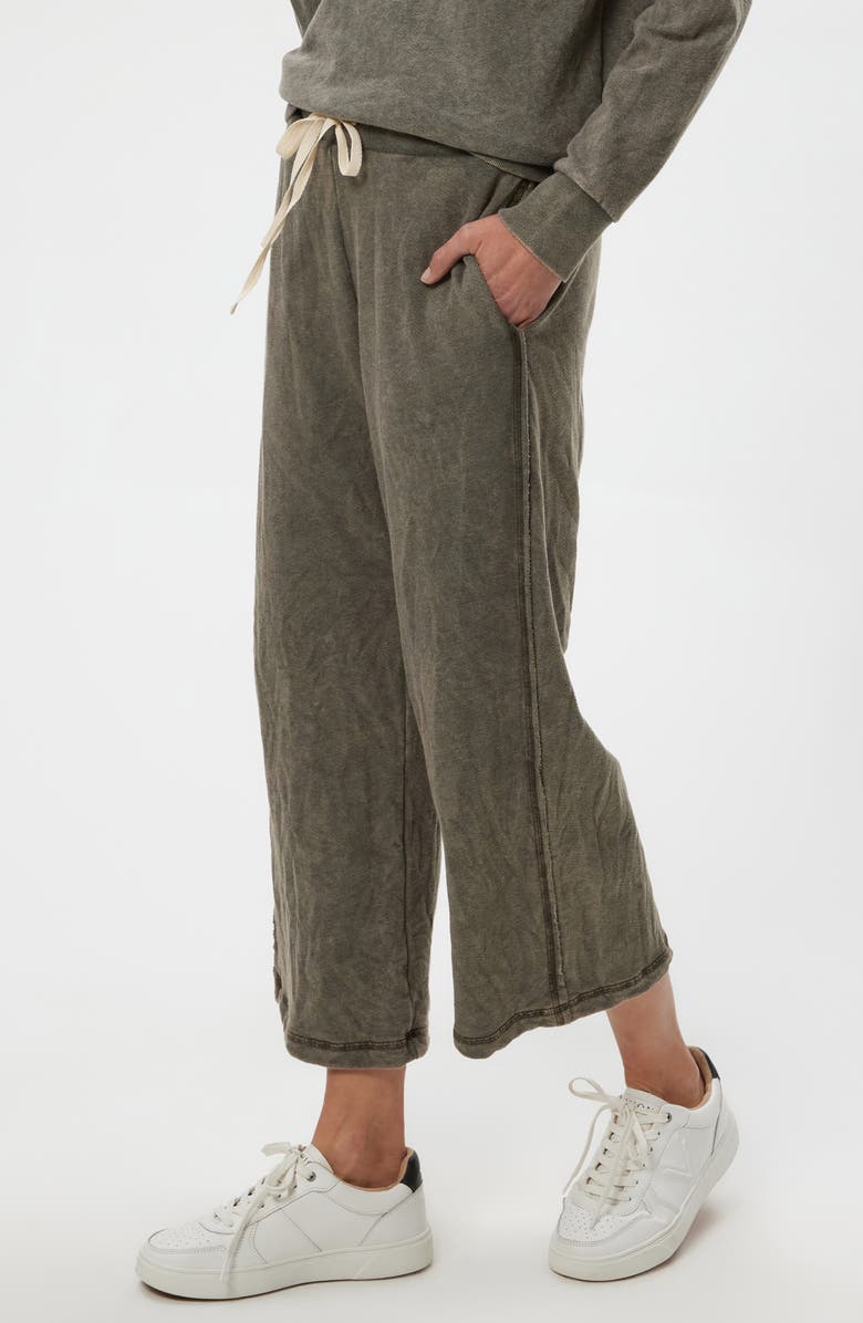 Michael Stars Jaden Mineral Wash Crop Drawstring Pants, Alternate, color, Dark Caper