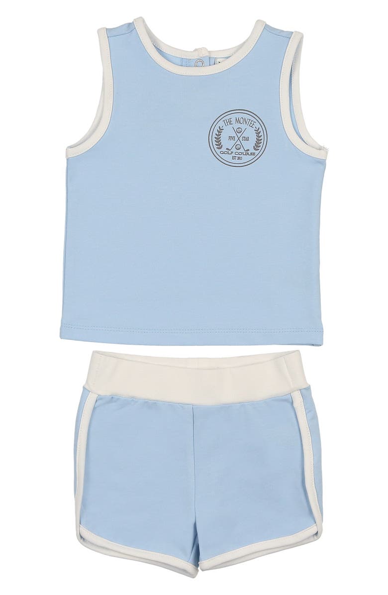 Manière Kids' Montee Golf Course Cotton Blend Tank & Shorts Set, Main, color, Baby Blue