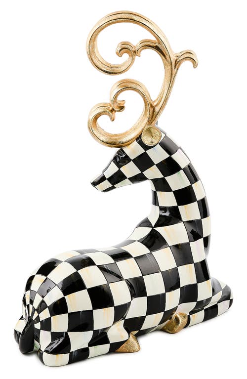 Mackenzie-childs Mackenzie Childs Courtly Check Noel Resting Deer Figurine In Black