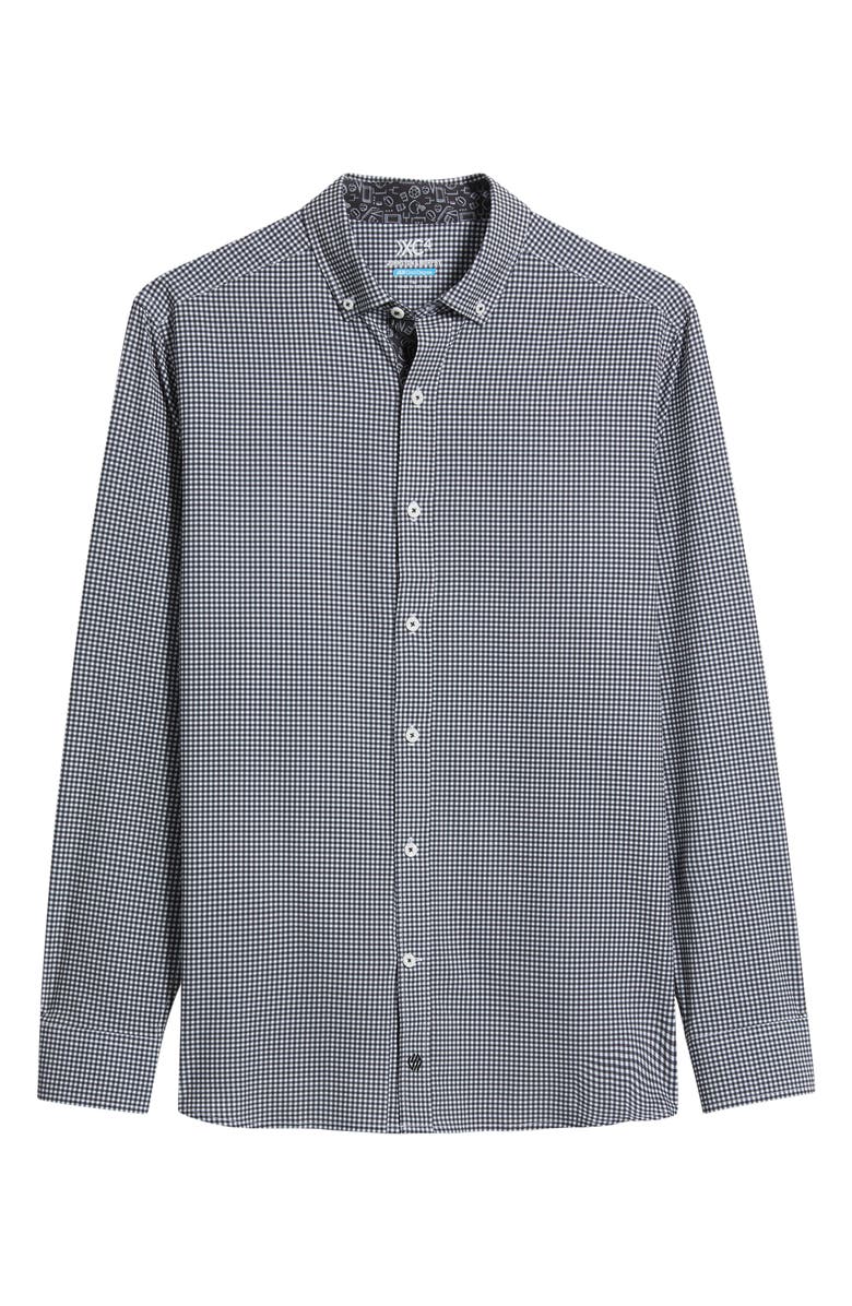 Johnston & Murphy XC+<sup>™</sup> Performance Game Day Gingham Button-Up Shirt, Main, color, Black