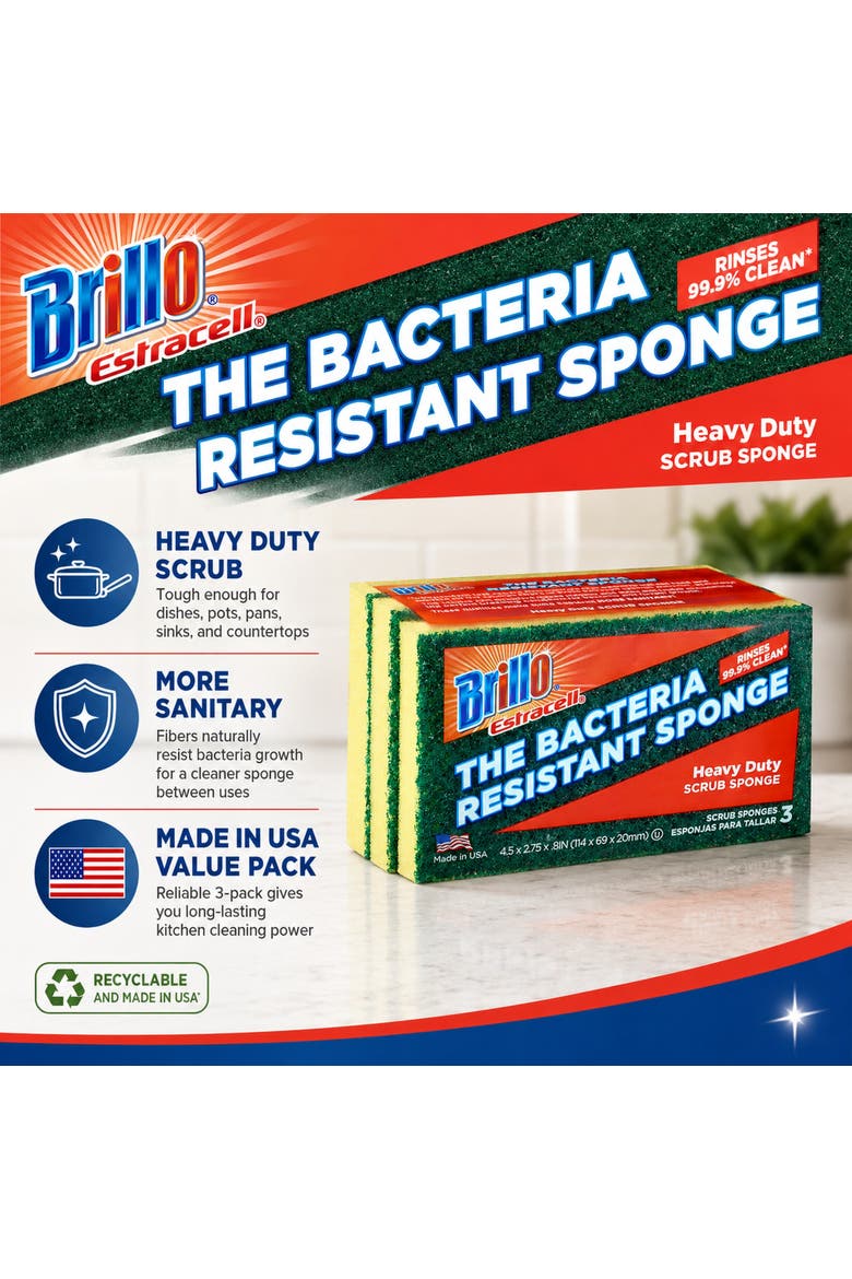 Heavy Duty Scrub Sponge, Alternate, color, Multicolored
