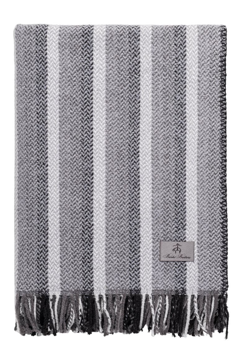 Herringbone Fringe Throw Blanket, Alternate, color, SILVER