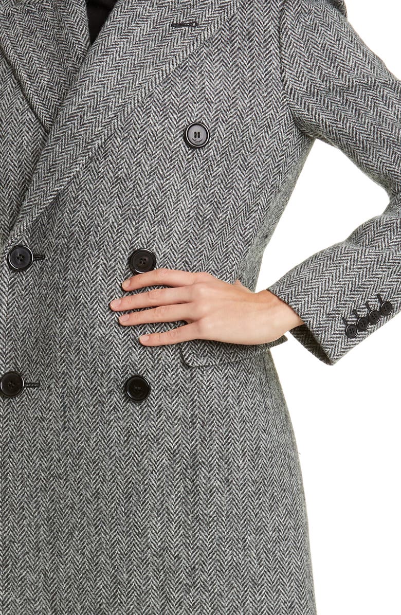 Saint Laurent Notch Collar Wool Coat, Alternate, color,