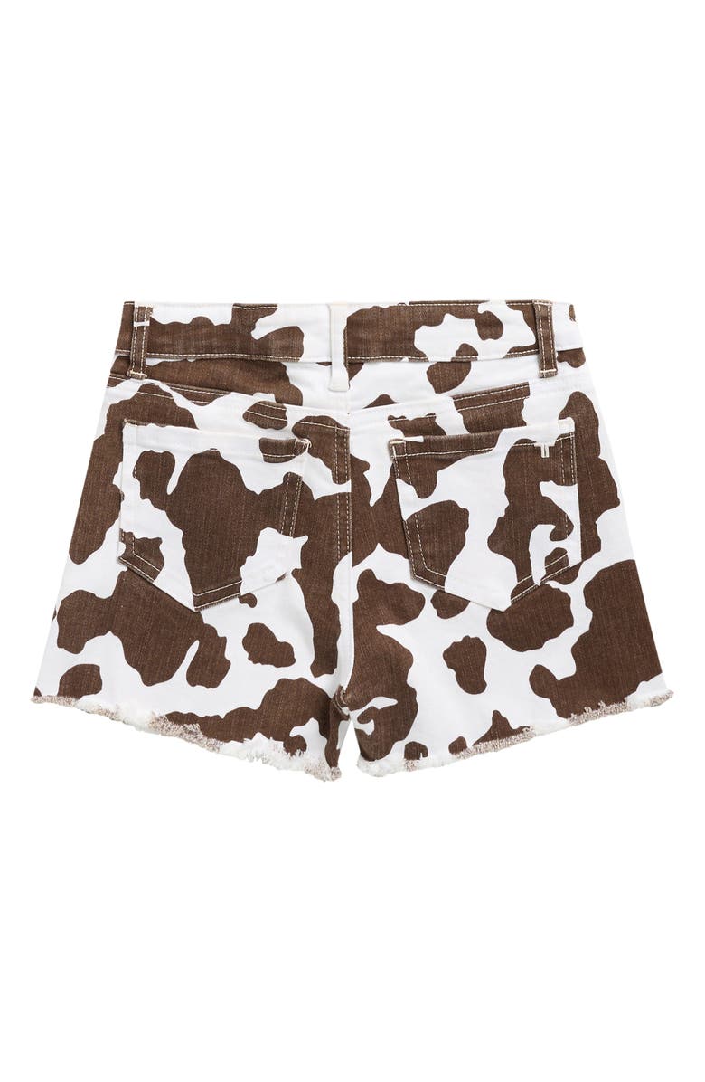 Tractr Kids' Cow Print Cutoff Denim Shorts, Alternate, color, Brown Cow