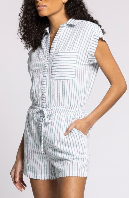 Thread & Supply Marina Stripe Cotton Romper In Blue