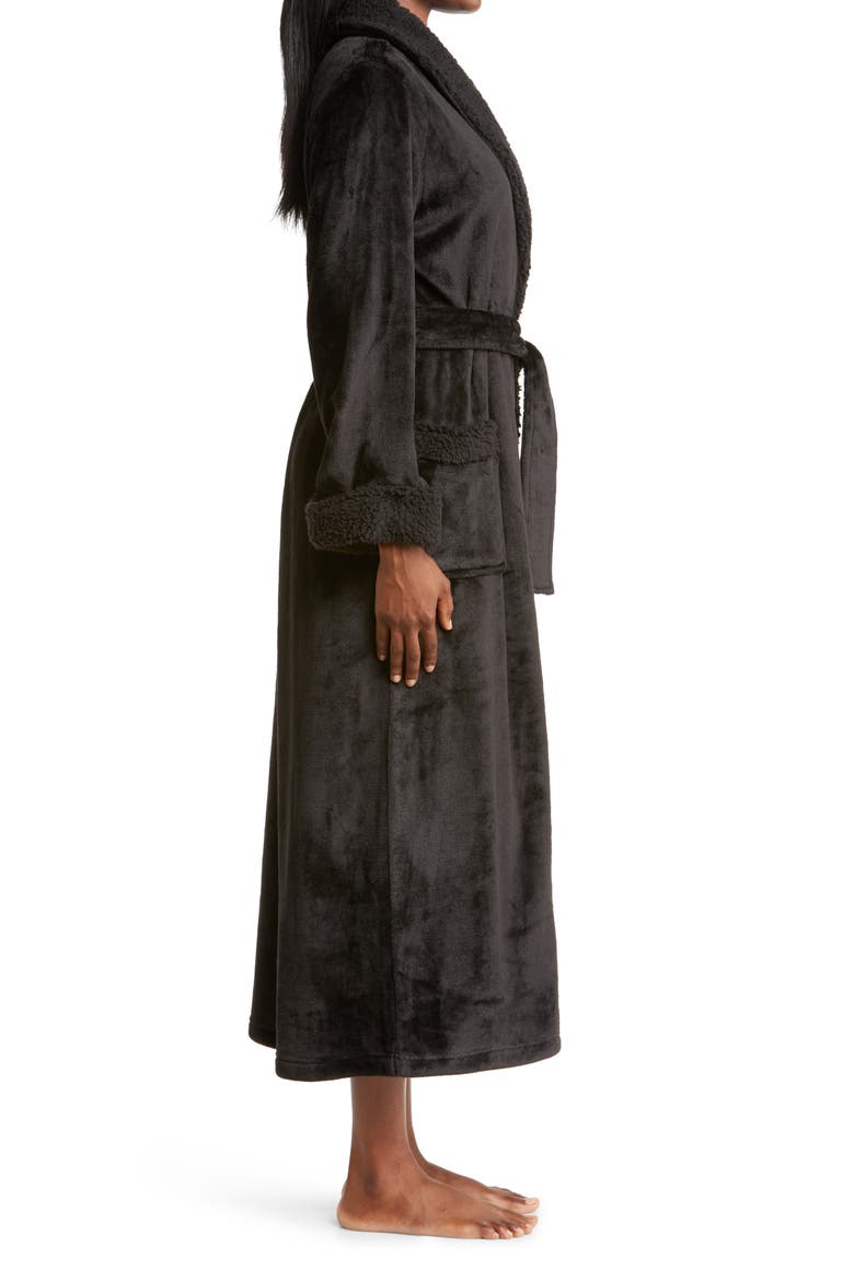 Plush Robe, Alternate, color, BLACK