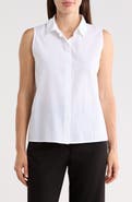 Eileen Fisher Sleeveless Organic Cotton Button-Up Shirt