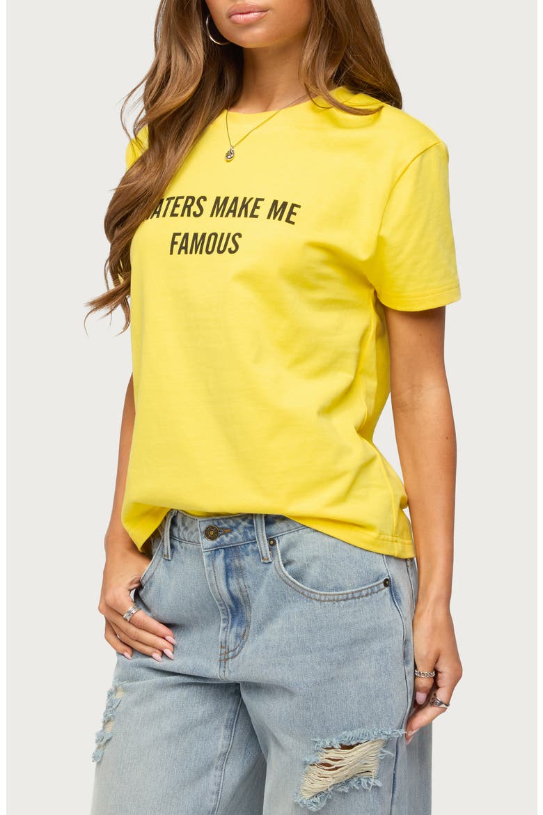 Haters Make Me Famous Cotton Graphic T-Shirt, Alternate, color, YELLOW