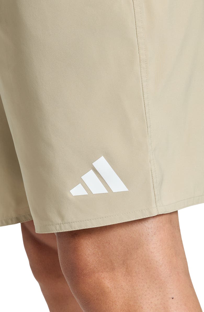 adidas Essentials Swim Trunks, Alternate, color, Wonder Cargo/ White