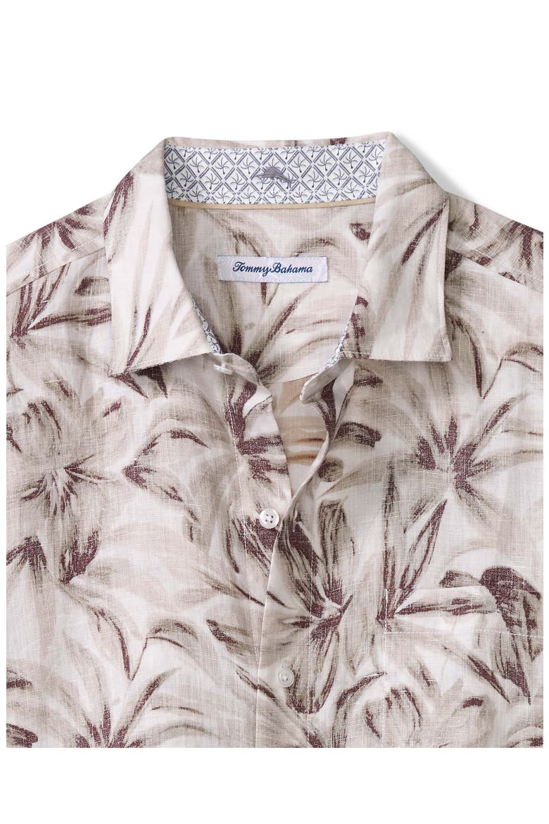Paradise Dunes Floral Linen Button-Up Shirt, Alternate, color, SOFT BROWN