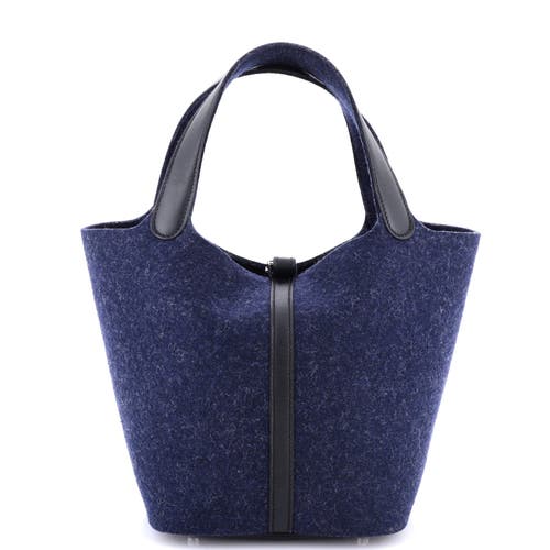 Pre-owned Hermes Hermes Picotin Lock Bag Felt With Leather Mm In Blue