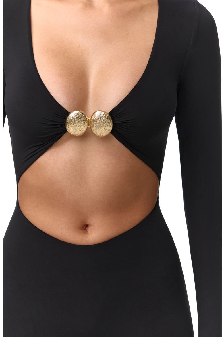 V-Cutout Capri Jumpsuit, Alternate, color, BLACK
