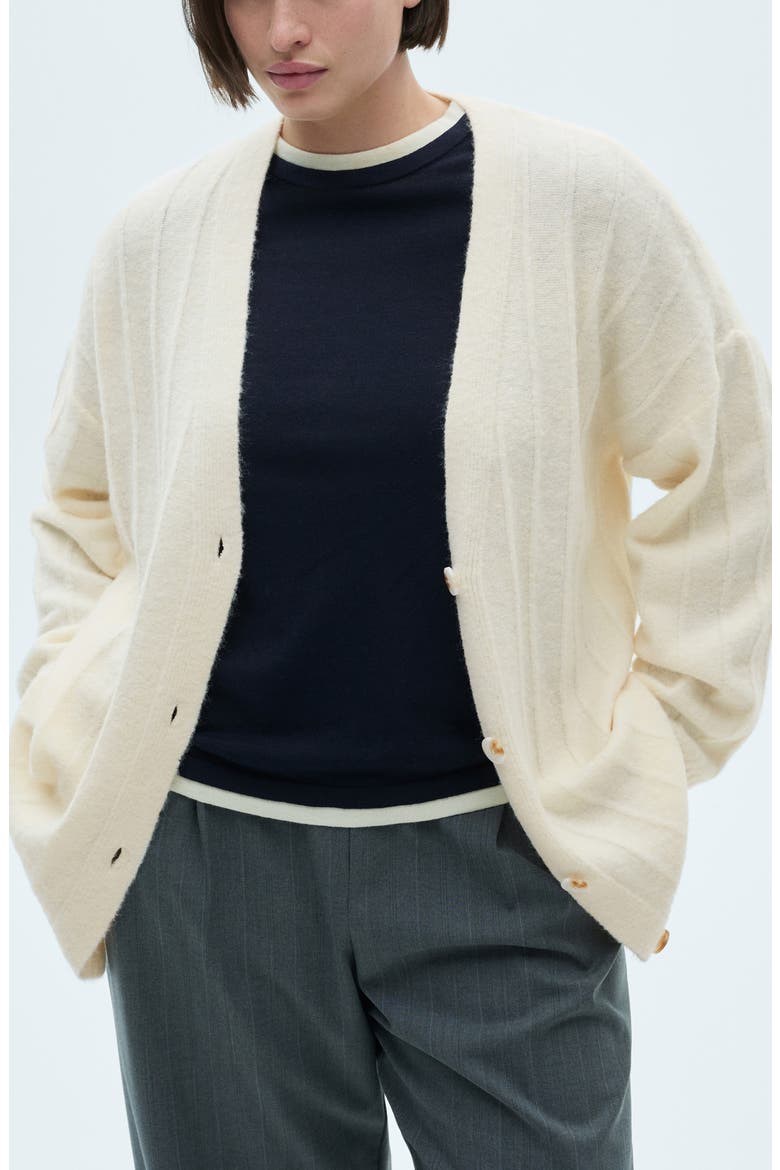 Longline Rib Cardigan, Alternate, color, ECRU