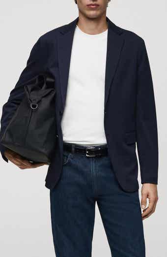 MANGO Slim Fit Textured Cotton Blend Sport Coat