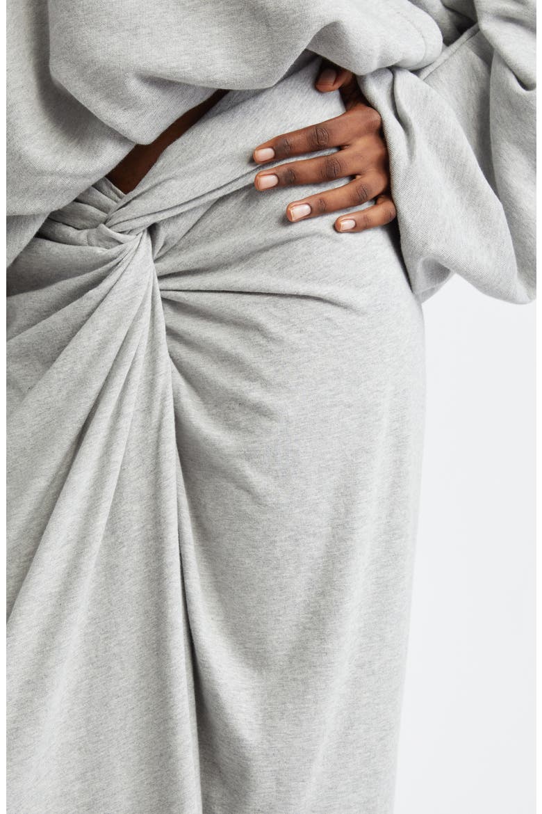 Herchive Knotted Cotton Jersey Midi Skirt, Alternate, color, GREY MELANGE