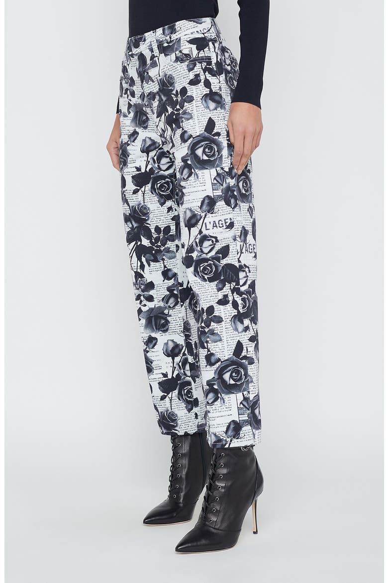 June Rose Print Stovepipe Crop Jeans, Alternate, color, WHTBLK RO