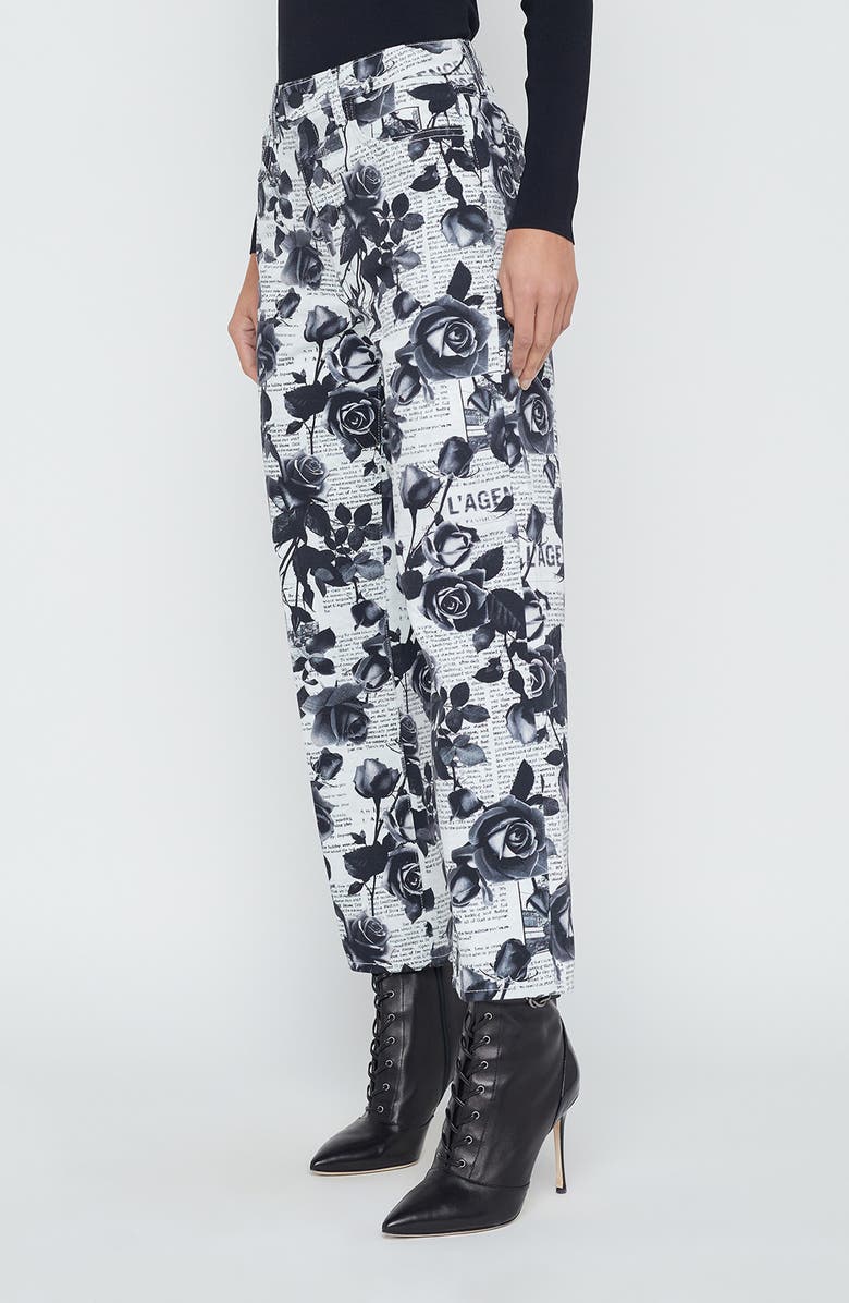 L'AGENCE June Rose Print Stovepipe Crop Jeans, Alternate, color,