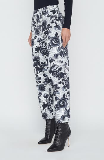 June Rose Print Stovepipe Crop Jeans