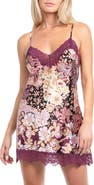 In Bloom by Jonquil Anna Print Lace Trim Satin Chemise