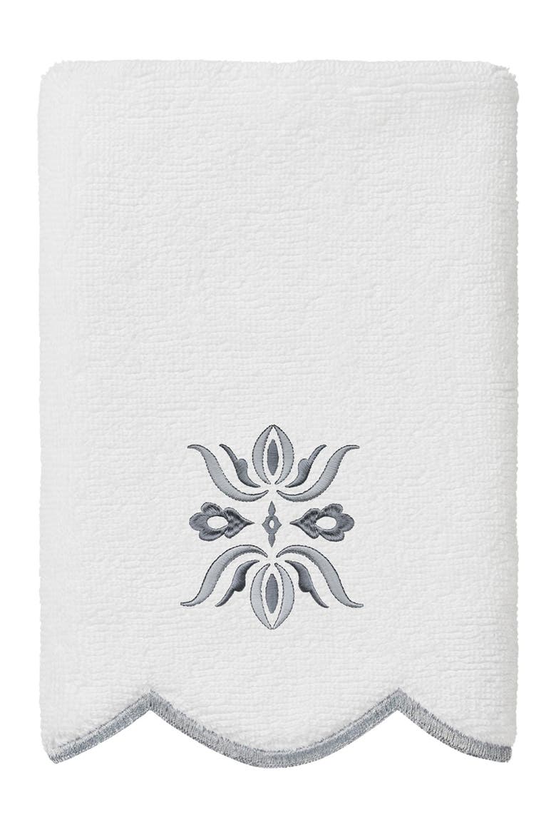 Flower Crest Scalloped 6-Piece Towel Set, Alternate, color, WHITE/ GRAY