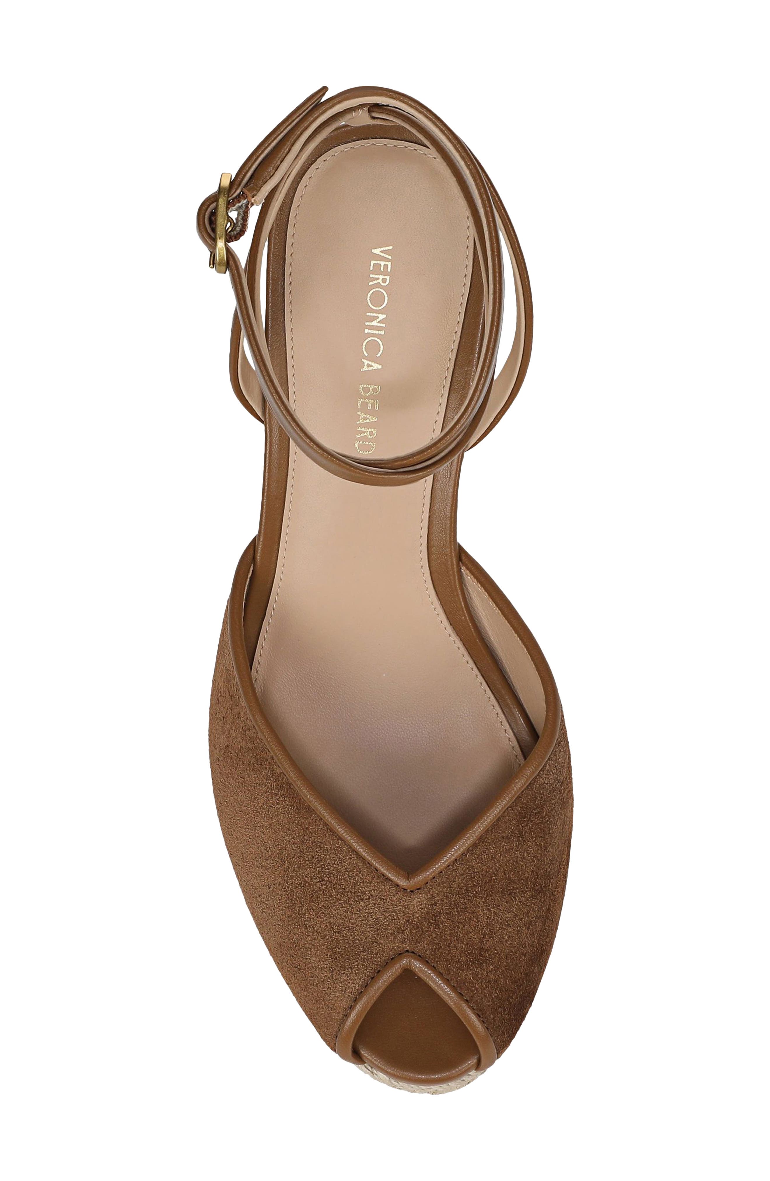 Veronica Beard Pasina Ankle Strap Wedge Sandal, Alternate, color, Chestnut