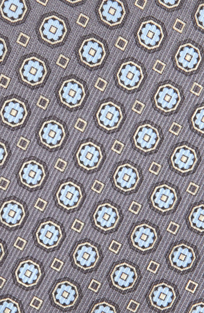 David Donahue Geometric Silk Tie, Alternate, color, Charcoal