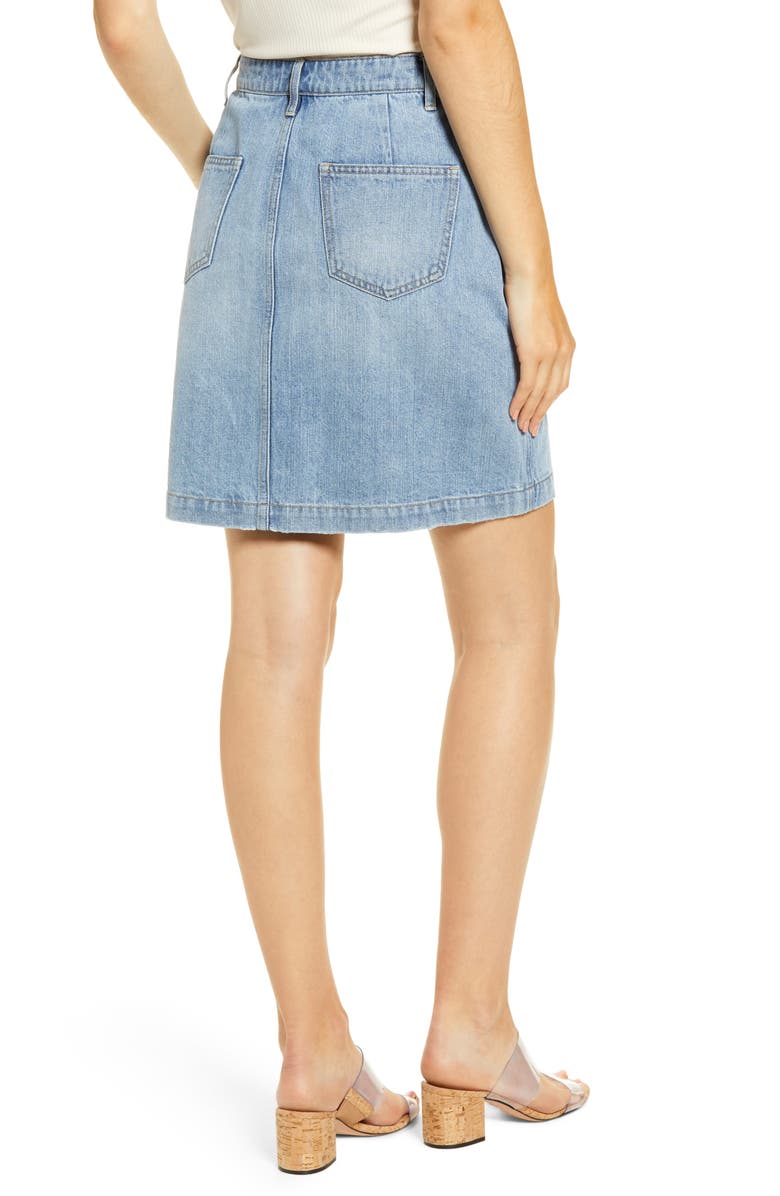 Rachel Parcell Button Front Denim Skirt, Alternate, color, 