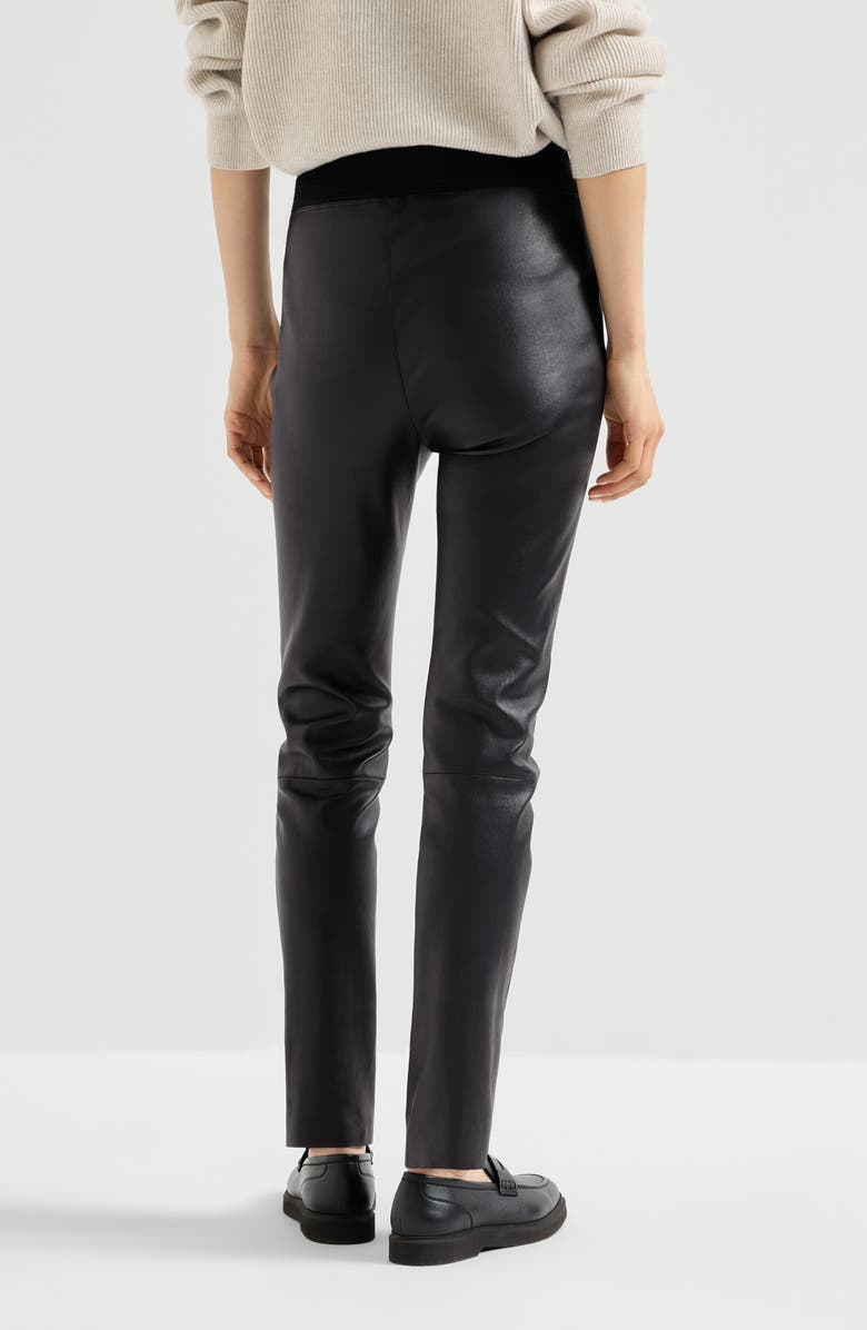 Brunello Cucinelli Stretch nappa leggings, Alternate, color, Black