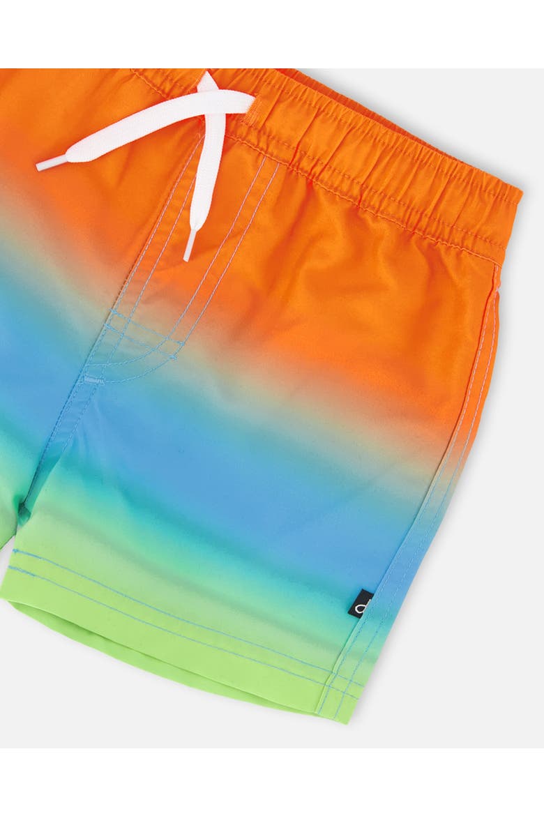 Mid Thigh Elastic Waist Gradient Boardshorts, Alternate, color, Orange, Blue & Green Gradient