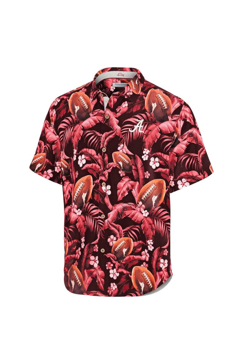 Men's Tommy Bahama Crimson Alabama Crimson Tide Veracruz Cay First Down Blooms Button-Up Shirt, Alternate, color, Crimson