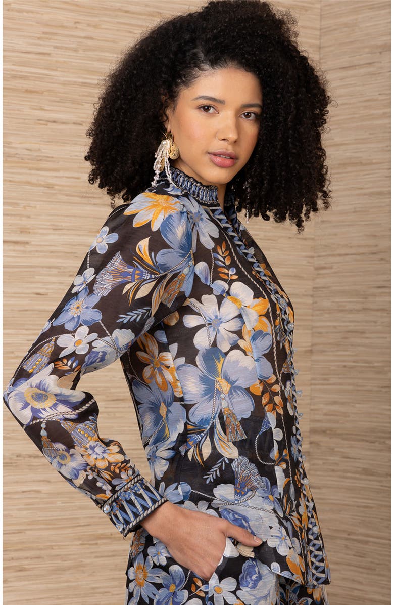 Hale Bob Zola Linen Organza Top, Alternate, color, Black