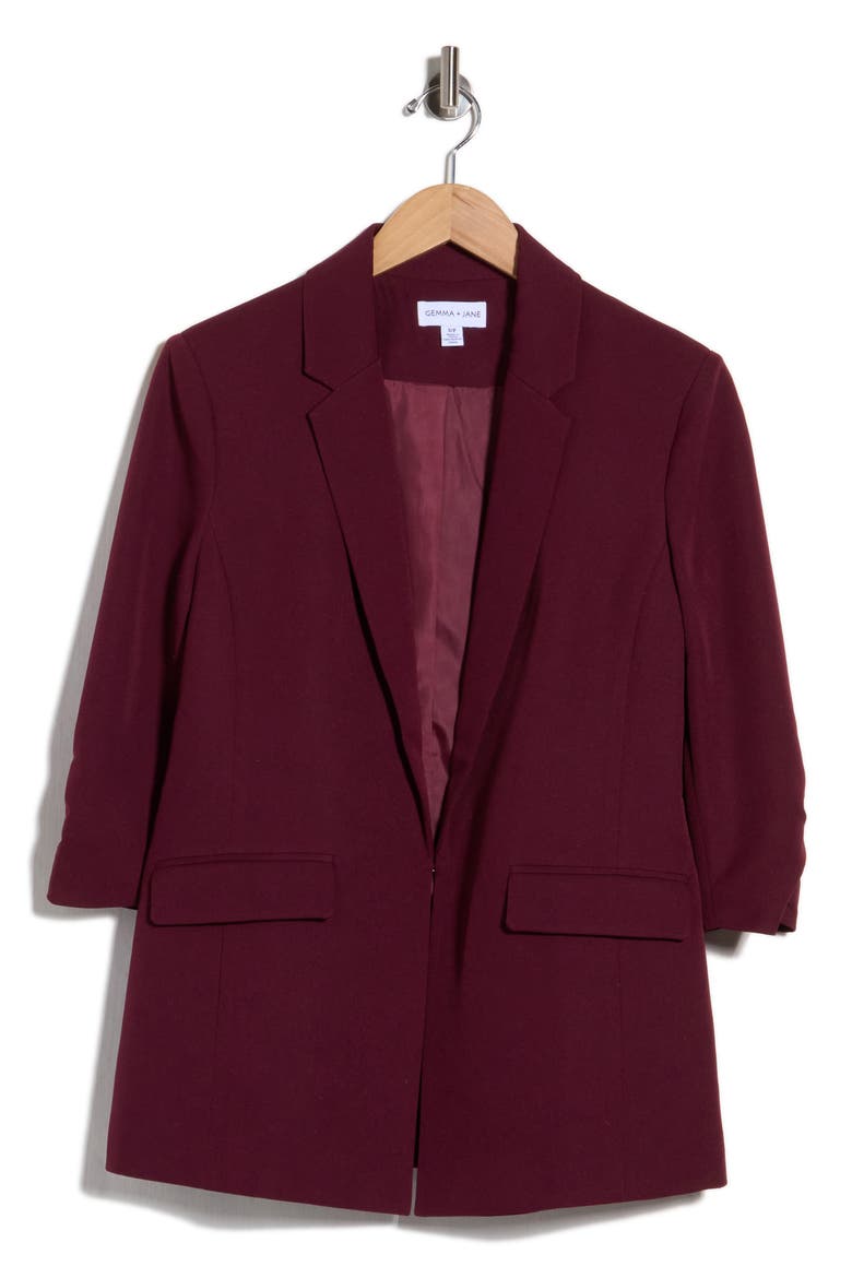 Tailored Longline Blazer, Alternate, color, BURGUNDY