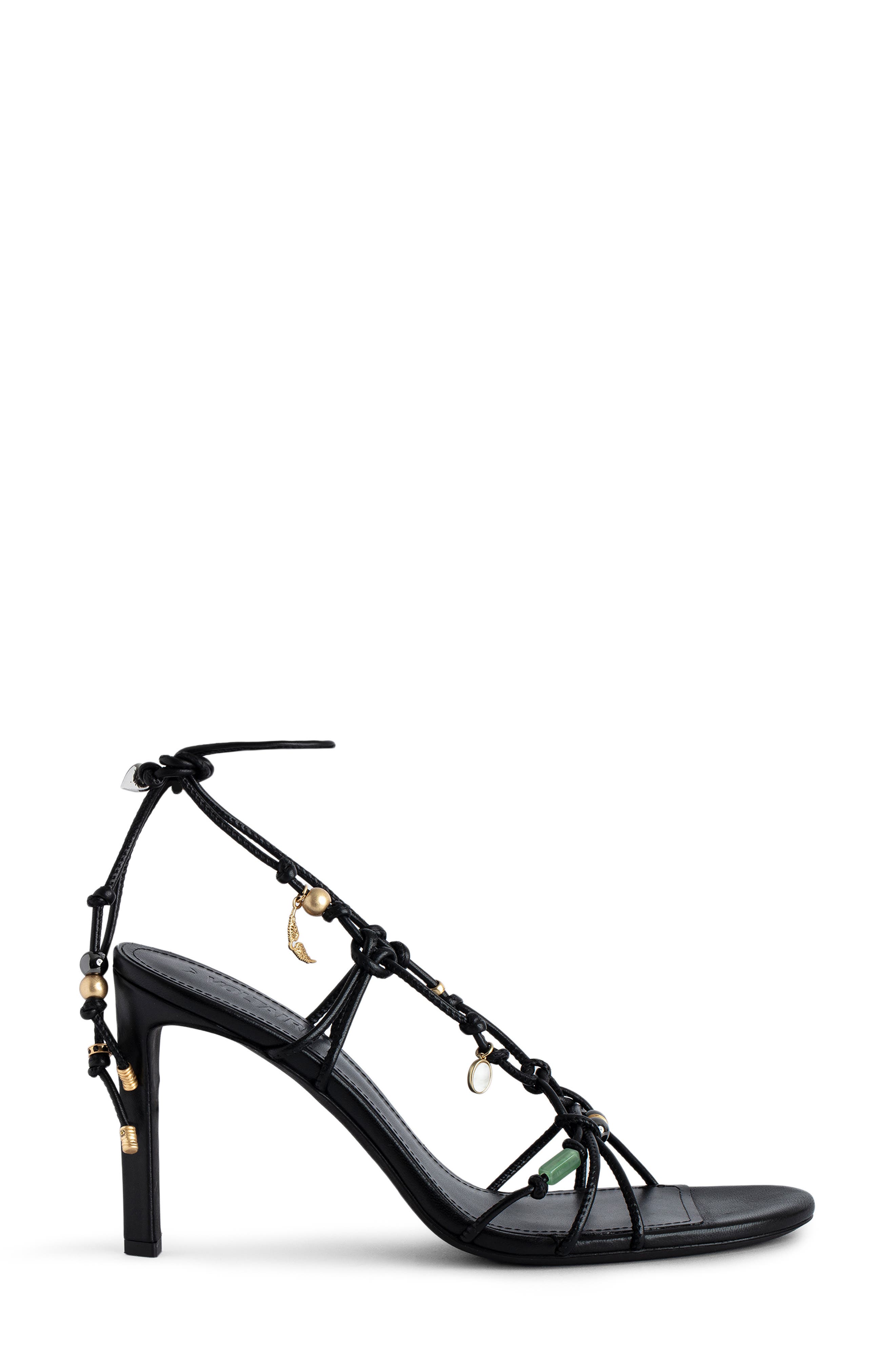 Zadig & Voltaire Alana Leather Ankle Strap Sandal, Alternate, color, Noir