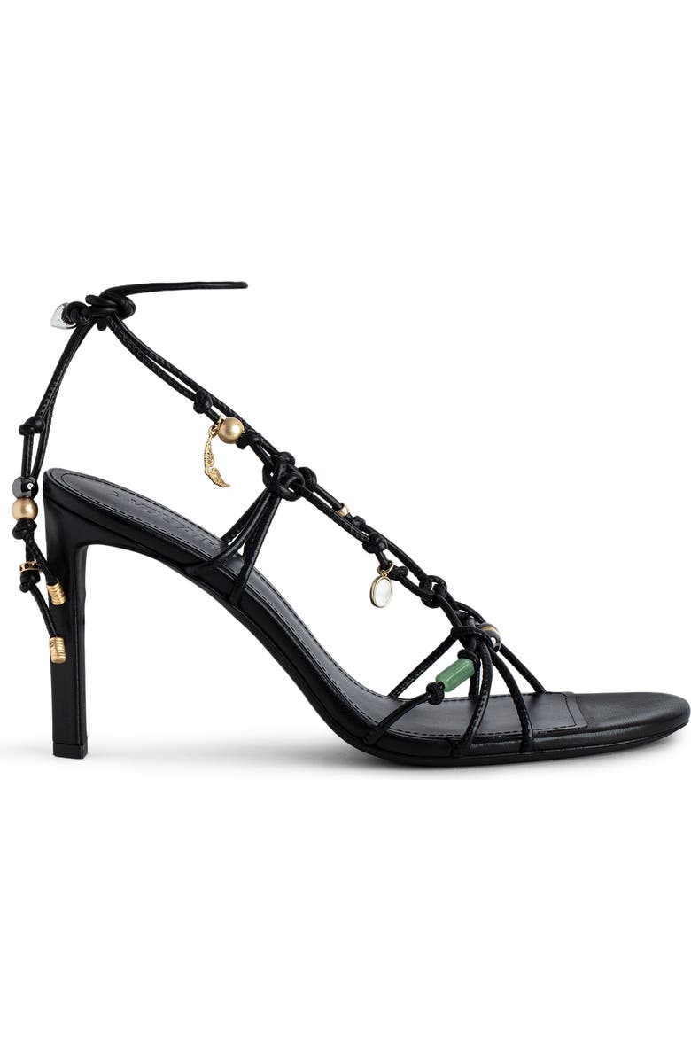 Zadig & Voltaire Alana Leather Ankle Strap Sandal, Alternate, color, Noir