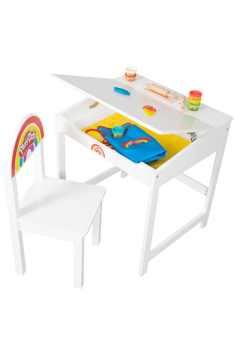 School Desk Set, Wooden Chair, 6 Colors, Apron, Tools, 3D Mat, Kids 3+, Alternate, color, Multicolored