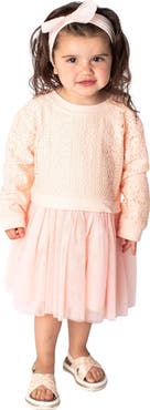 Popatu Long Sleeve Lace & Tulle Dress