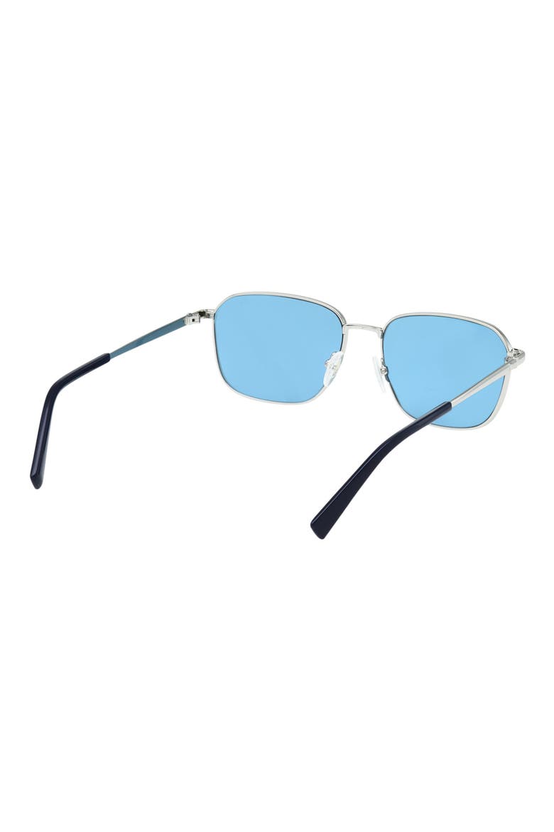 56mm Round Sunglasses, Alternate, color, SHINY LIGHT NICKELTIN / BLUE