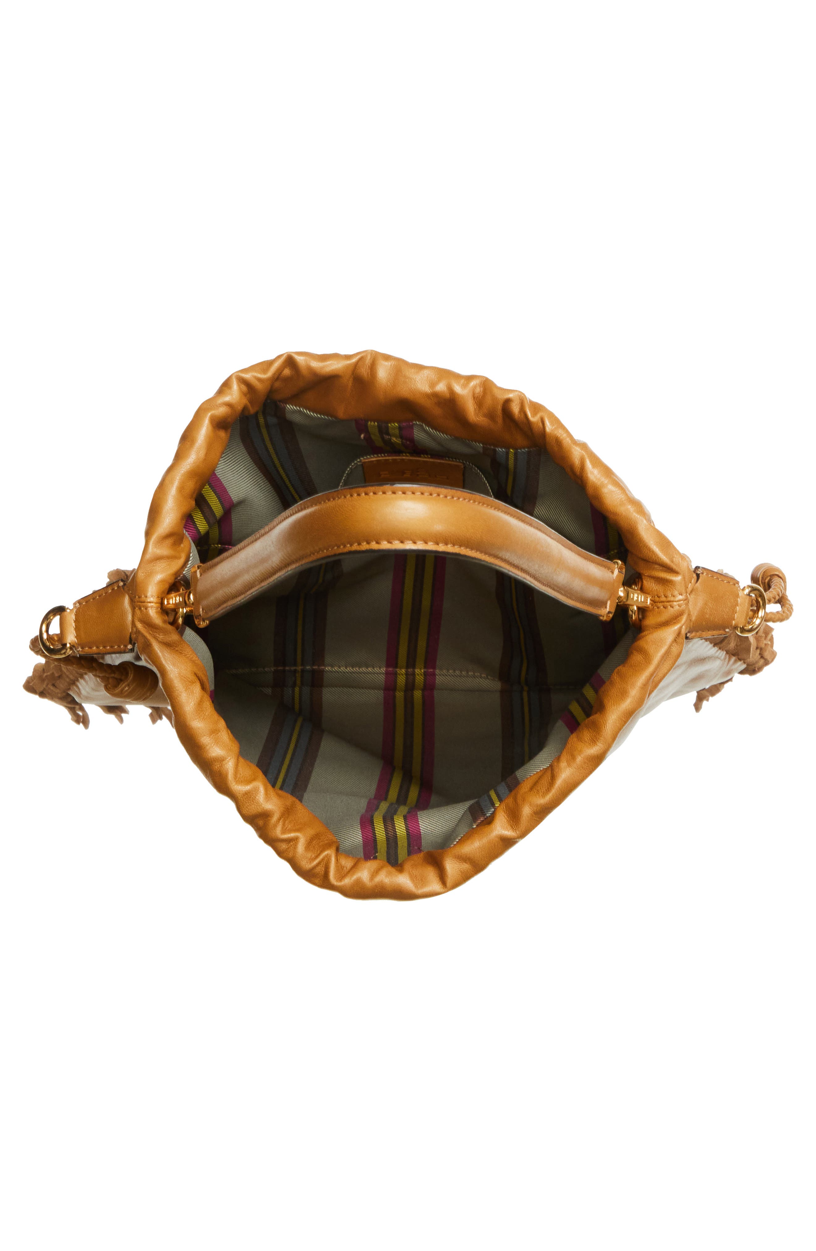 Etro Kalispera Embroidered Fringe Leather Shoulder Bag, Alternate, color, 