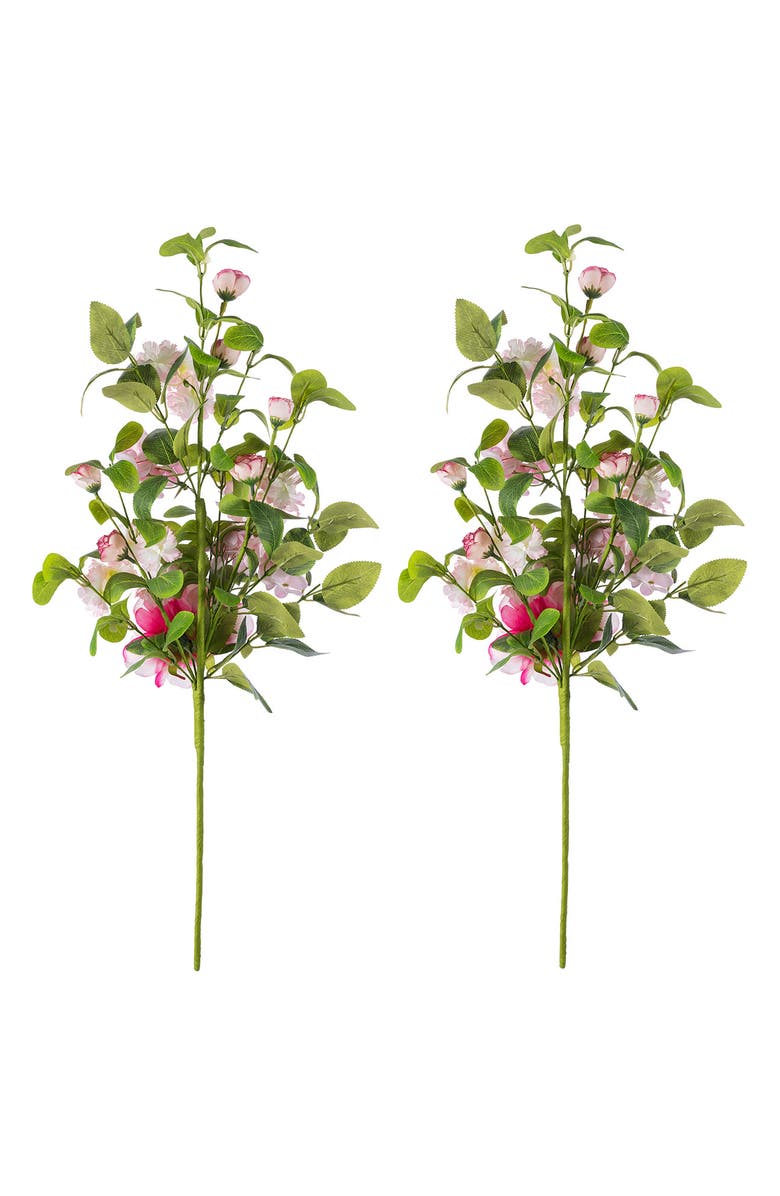 Glitzhome Set of 2 Pink Hydrangea, Peony & Cherry Floral Picks, Alternate, color, Pink