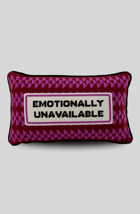 Emotionally Unavailable Needlepoint Pillow