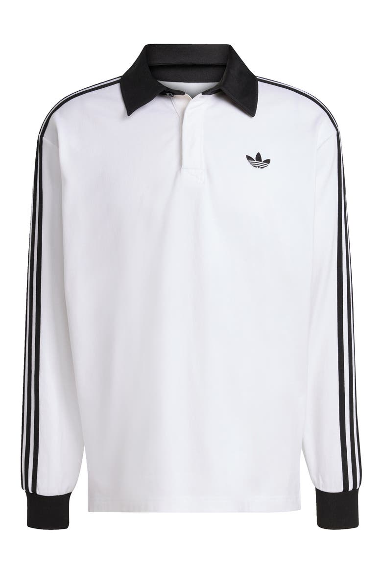 3-Stripes Long Sleeve Polo, Alternate, color, WHITE