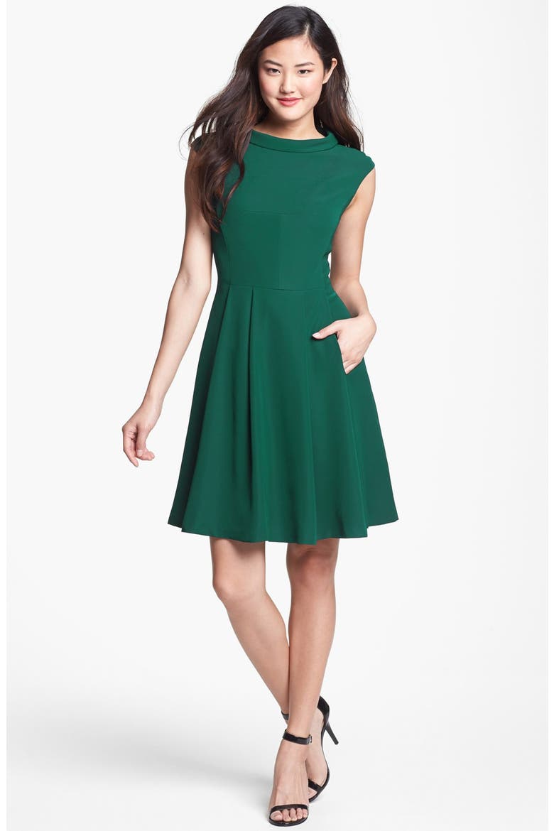 Fit & Flare Dress, Main, color, EVERGLADE GREEN