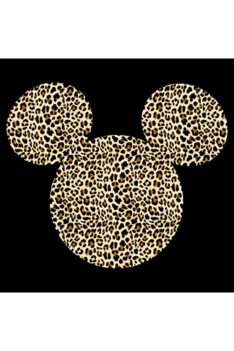 Junior's Mickey & Friends Cheetah Print Mouse Logo  Sweatshirt, Alternate, color, Black