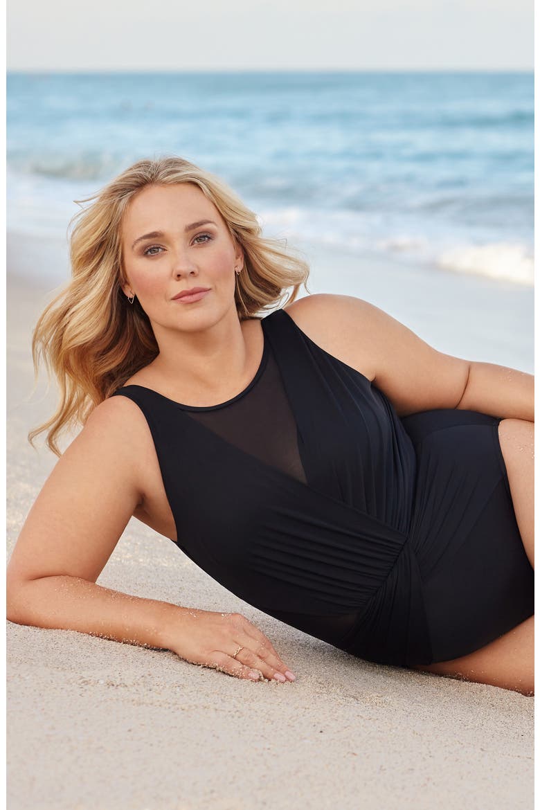 Illusionists Palma One-Piece Swimsuit, Alternate, color, BLACK