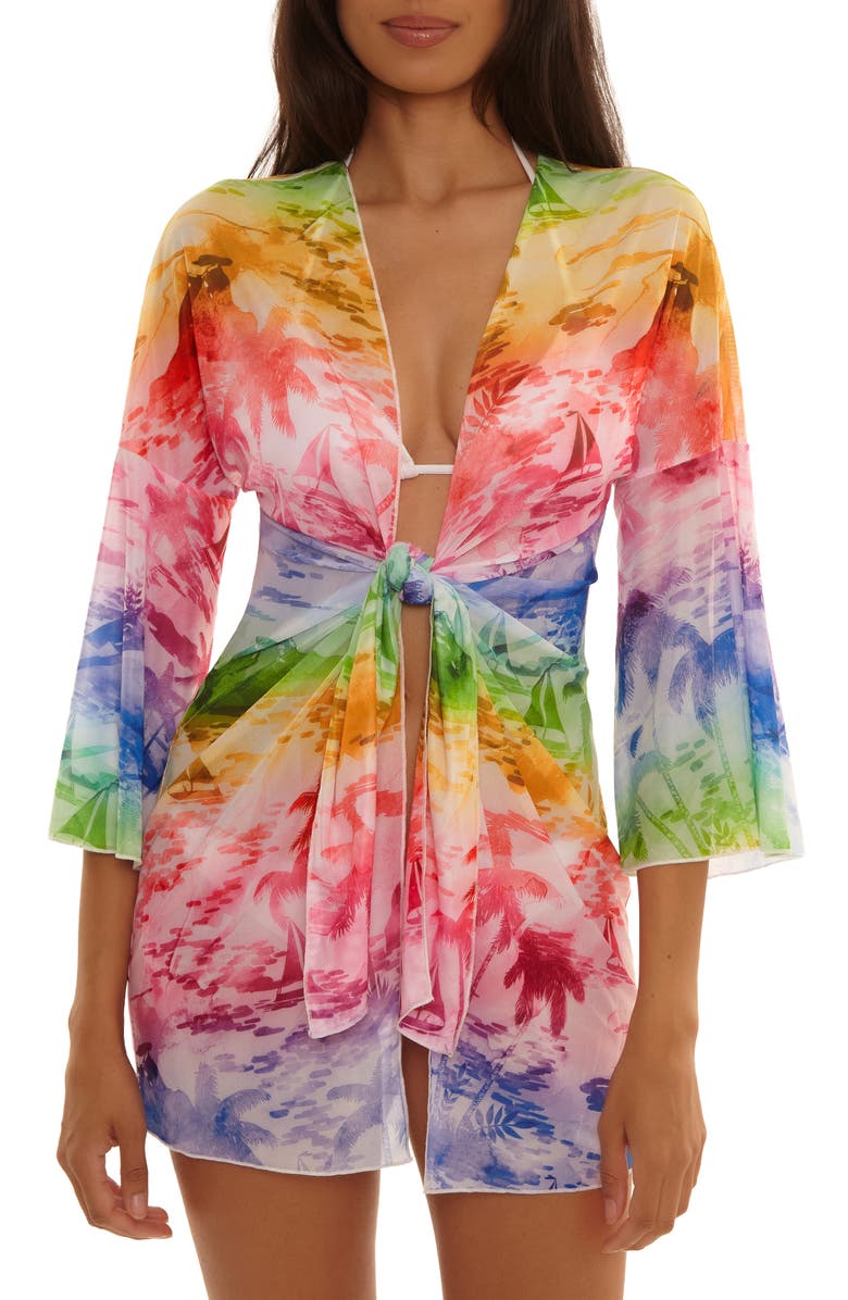 Becca Fiji Tie Front Cover-Up Dress, Main, color, 