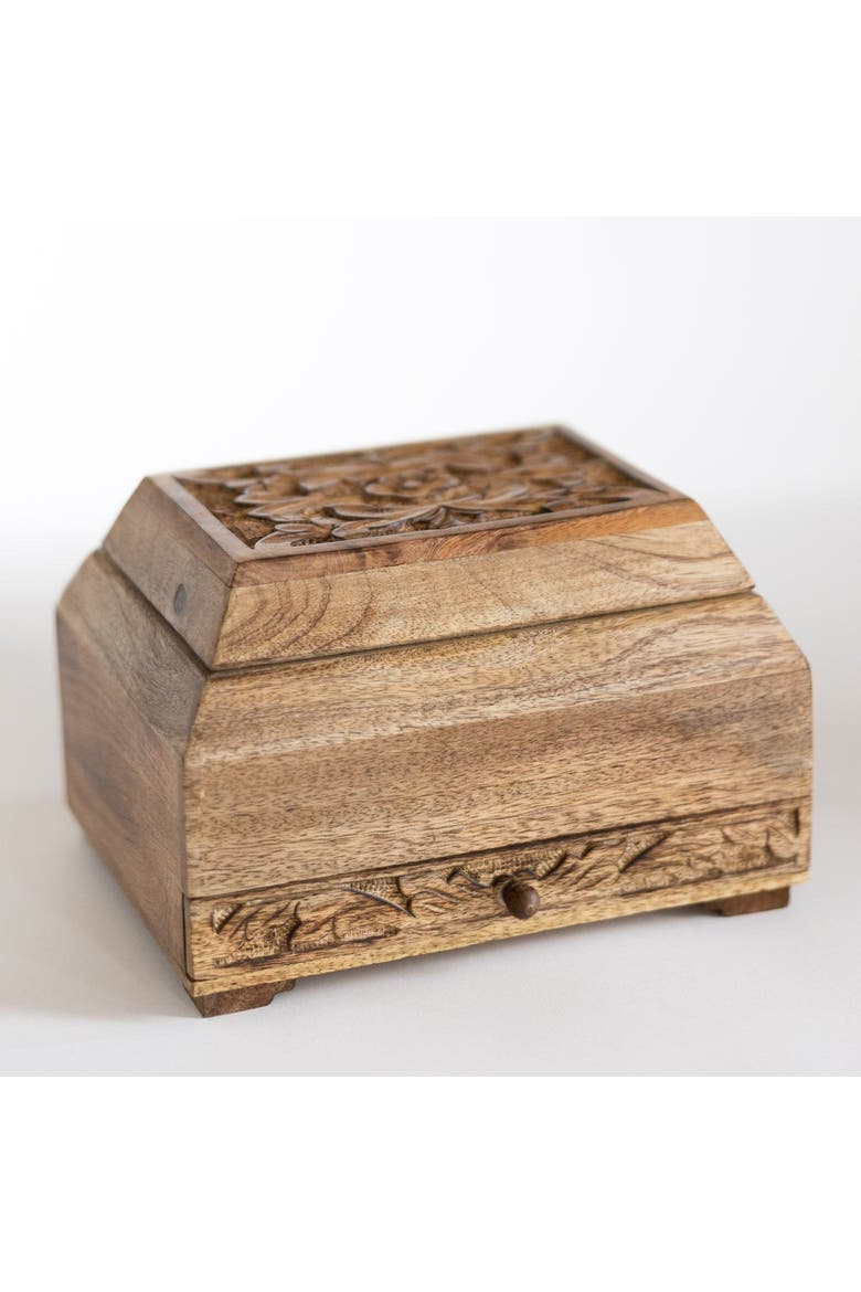 Phoolon Mango Wood Jewelry Box, Main, color, Brown