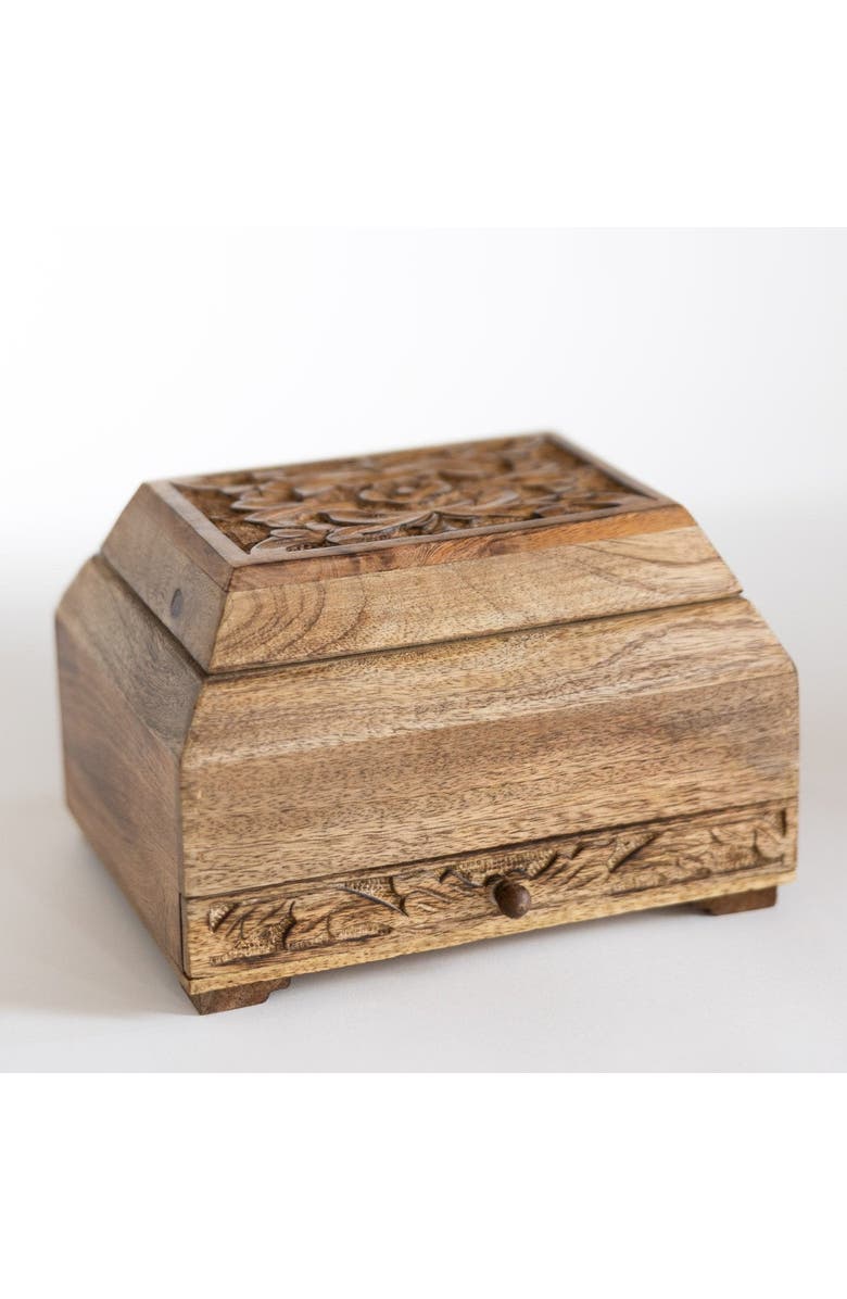 Ten Thousand Villages Phoolon Mango Wood Jewelry Box, Main, color, Brown